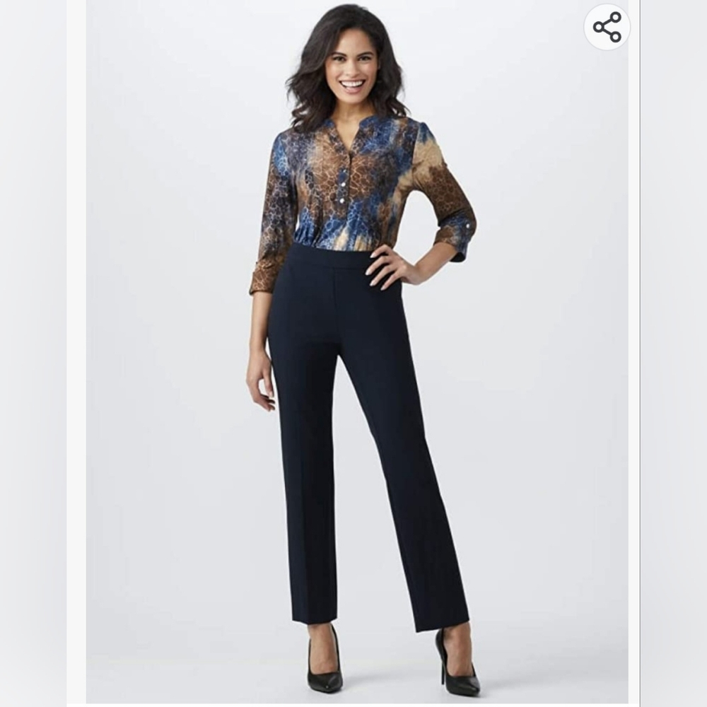 ROZ & ALI NAVY TROUSER PANTS SIZE 6 NWT